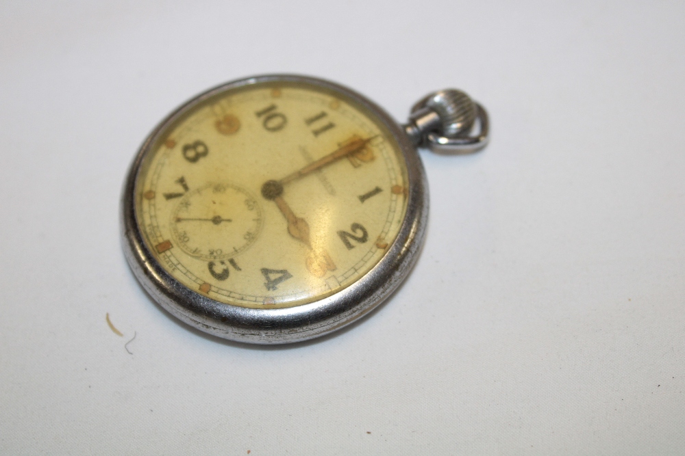 A chromium plated Military service pocket watch by Jaeger LeCoultre