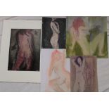 Ian Laurie - acrylic Female nude study "Evening Wings", signed, inscribed to verso,
