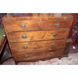 A 19th century mahogany chest of two short and three long drawers with brass ring handles on