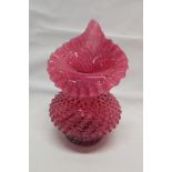 An American Fenton pink glass "Jack-in-the-Pulpit" tapered vase