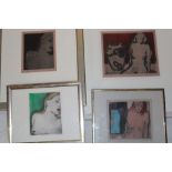Four limited-edition coloured etchings by Ian Laurie - female nude studies including "Young Mona
