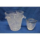 A good quality cut glass tapered two handled champagne bucket, 9" high,