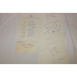 An original autograph sheet of the Australian 1964 cricket team,