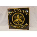 An old enamel square advertising sign "The Cyclists Touring Club" 16" x 16"