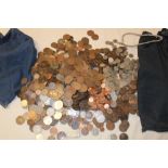 Two bags containing a large selection of mixed copper coinage