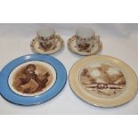 A selection of First War china including a pair of Grimwades Bruce Bairnsfather tea cups and