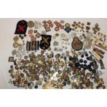 A large selection of various military badges and insignia, Boys Brigade badges, rank insignia,