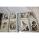 An album containing a collection of over 220 postcards - actors,