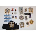 A selection of various US Navy badges, Infantry combat badges,