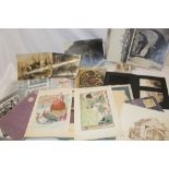 A selection of mixed postcards, various photographs,