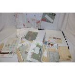 An album and box containing a collection of Belgium postal covers and cards