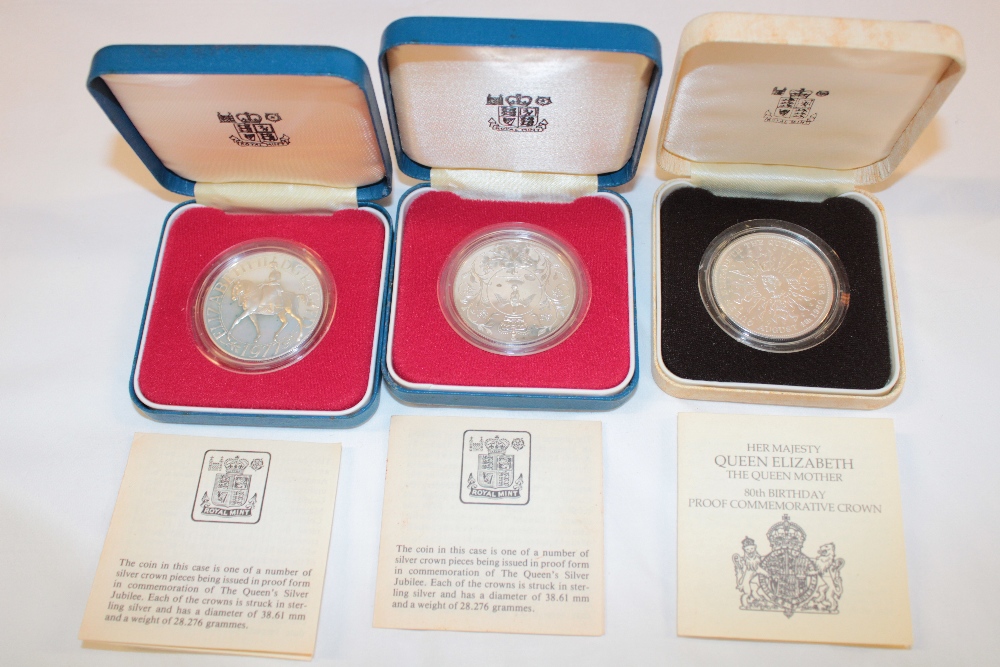 Two 1977 silver commemorative proof crowns,