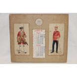 An original 1904 calendar depicting soldiers of the 32nd (Cornwall) Regt.