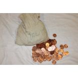 A large bag containing unissued mint 1964 pennies