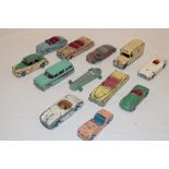 Dinky Toys - a selection of twelve various diecast cars and vehicles including 173 Nash Rambler,