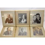 Six 1930's original cinema publicity portrait photographs including John Barrymore, Jack Benny,