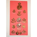 A display of DCLI badges and insignia including Ordinary Ranks glengarry badge,