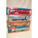 Four Tekno diecast articulated lorries,