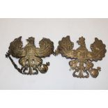 Two First War German brass field eagle pickelhaube plates