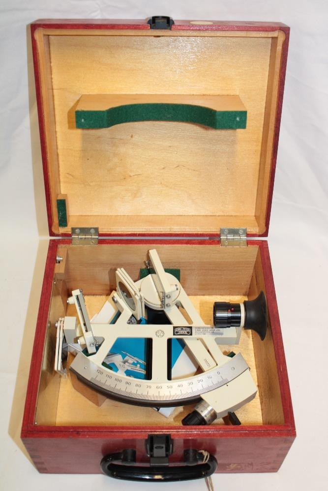 A good quality yacht sextant by Carl Zeiss in fitted case with instructions