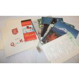 A RMS Queen Mary voyage brochure, plan of first class accommodation, menus,