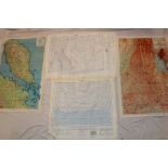 Four various 1950's silk Military/Air Force maps including Burma, Rangoon,