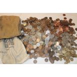 Two bags containing a large collection of mixed copper coinage