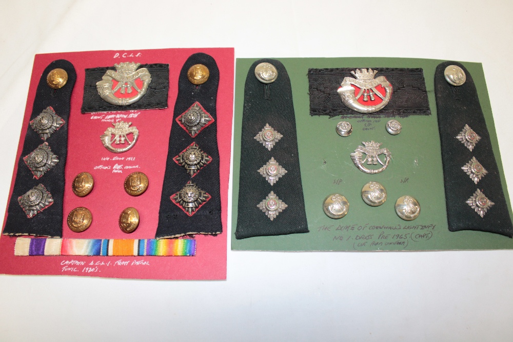 A display of DCLI Officer's insignia circa.