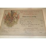 A Victorian/Edwardian military certificate of service awarded to Colour Sergeant William Midgley