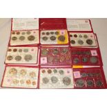 Nine New Zealand treasury coin sets 1973-1975
