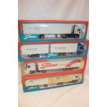 Four Tekno diecast articulated lorries,