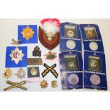Various Military badges and insignia including South African Heavy Artillery pouch badge,