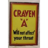 An enamel rectangular advertising sign "Craven A Will Not Affect Your Throat",
