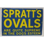 A rectangular enamel advertising sign "Spratt's Ovals are Quite Supreme in the Dog's Esteem",