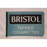 An enamel rectangular double-sided advertising sign "Bristol Tipped Cigarettes",