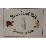 An enamel rectangular advertising sign "Ross's Ideal Milk - Justice to Both",