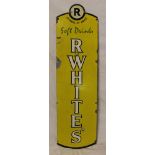An enamel shaped-rectangular advertising sign "R White's Soft Drinks - Symbol of Merit",
