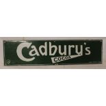 An enamel rectangular advertising sign "Cadbury's Cocoa",