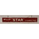An enamel rectangular advertising sign "Wills's Star Cigarettes",