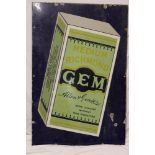 An old enamel rectangular advertising sign "Allen & Ginter Gem Medium Richmond Cigarettes",