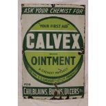 An enamel rectangular advertising sign "Ask Your Chemist for your First Aid - Talvex Brand Ointment
