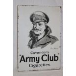 An old double-sided enamel rectangular advertising sign "Cavander's Army Club Cigarettes",