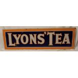 An old enamel rectangular advertising sign "Lyon's Tea",