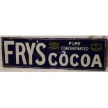 An old enamel rectangular advertising sign "Fry's Pure Concentrated Cocoa - Makers to T.M.