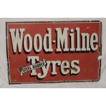 A enamel rectangular advertising sign "Wood - Milne - Steel Rubber Tyres",