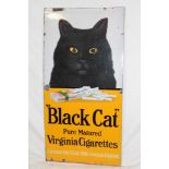 An old enamel rectangular advertising sign "Black Cat Pure Virginia Cigarettes - Carreras Limited