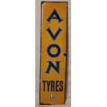 An enamel rectangular advertising sign "Avon Tyres",