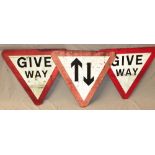 Three various aluminium road signs including "Give Way" (3)