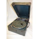 An old portable gramophone "Decca 80" in black fibre case