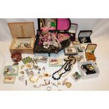A large selection of various costume jewellery including brooches, necklaces, bracelets,